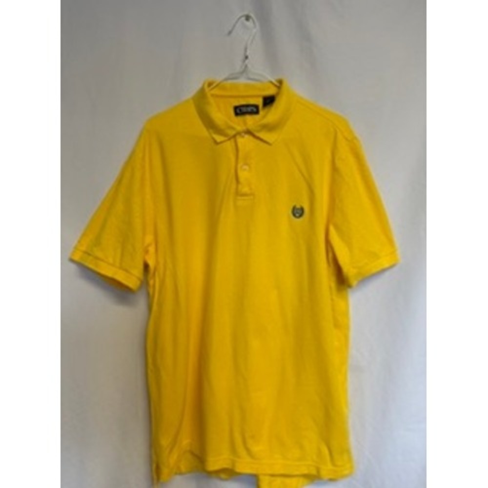 Chaps Mens Yellow Short Sleeve Pique Polo Shirt Embroidered Crest Logo Large